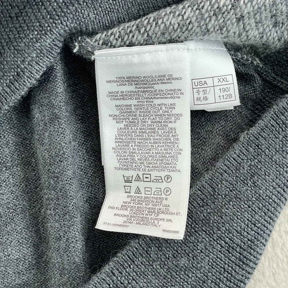 Brooks Brothers V Neck Vest Men 2XL Grey Extra Fine Merino Wool Houndstooth NWOT
